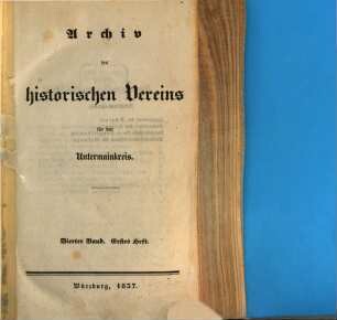 Archiv des Historischen Vereins für den Untermainkreis. 4,1/2. 1837/38