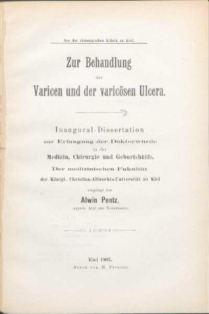 Zur Behandlung der Varicen und der varicösen Ulcera