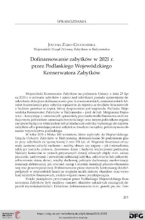 Dofinansowanie zabytków w 2021 r. przez Podlaskiego Wojewódzkiego Konserwatora Zabytków