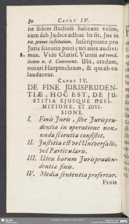 Caput IV. De Fine Iurisprudentiae, Hoc Est, de Iustitia Eiusque Definitione, Et Divisione