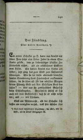 Der Fündling. Eine wahre Anekdote.