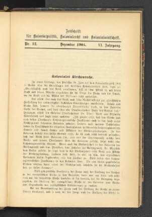 Koloniales Kirchenrecht.