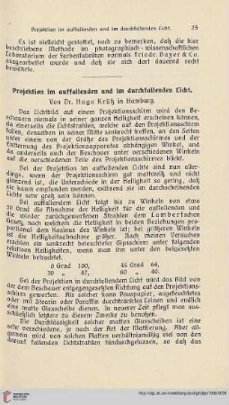 22: Projektion im auffallenden und im durchfallenden Licht