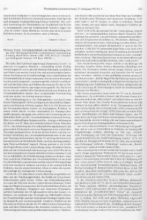 211-213 [Rezension] Meessen, Frank, Unveränderlichkeit und Menschwerdung Gottes
