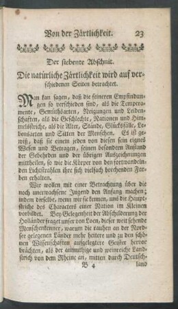 Der siebente Abschnit. Die natürliche Zärtlichkeit wird auf verschiedenen Seiten betrachtet