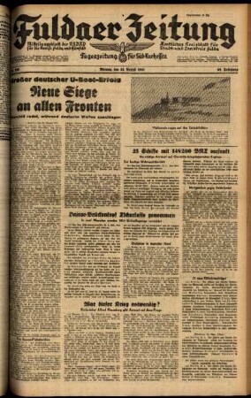 Ausgabe vom Montag, den 25. August 1941.