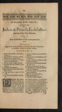 Tit. I. De Foro ecclesiastico ejusque competentiâ & jure.