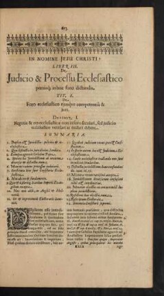 Tit. I. De Foro ecclesiastico ejusque competentiâ & jure.
