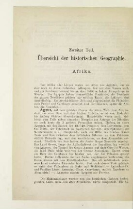 Zweiter Teil. Übersicht der historischen Geographie