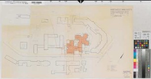 Münster (Münster) Allgemeines Verfügungszentrum der Universität (Hüffergarten) Blatt 10 Lageplan mit Leitungssystem 1973 1 : 500 51 x 93 kol. Pause Staatshochbauamt für die Universität Münster 26.010