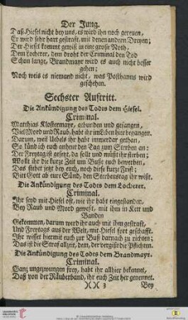 Sechster Auftritt: Die Ankündigung des Todts dem Hiesel