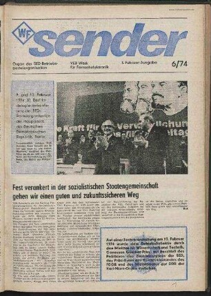 Betriebszeitung 'WF-Sender', Nr.6/1974 (3. Februarausgabe 1974)