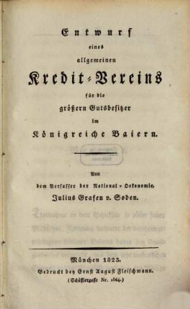 Entwurf eines allgemeinen Kredit-Vereins ...