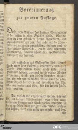 Vorerinnerung zur zwoten Auflage.