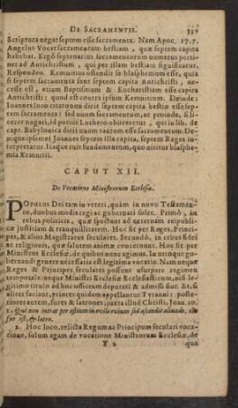 Caput XII. De Vocatione Ministrorum Ecclesiae.