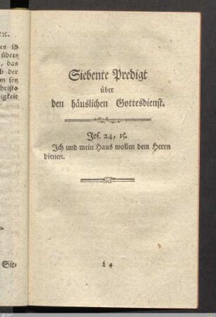 VII. Predigt: Der haeusliche Gottesdienst.