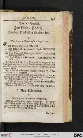 Das XI. Capitel: Zur Land = Charte von den Nordischen Königreichen