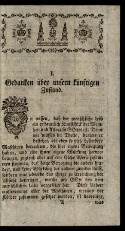 I. Gedanken über unsern künftigen Zustand