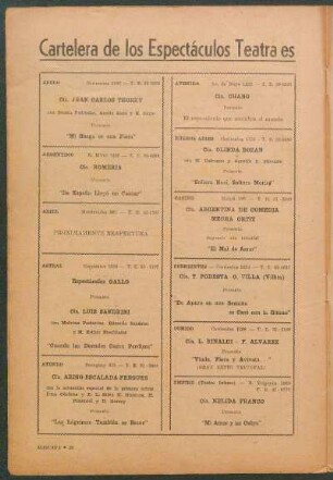 Cartelera de los espectáculos teatrales de la ciudad de Buenos Aires