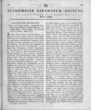 Buttmann, P. K.: Ausführliche griechische Sprachlehre. 2. Ausg. Bd. 2. Mit Zusätzen von C. A. Lobeck. Berlin: Mylius 1839