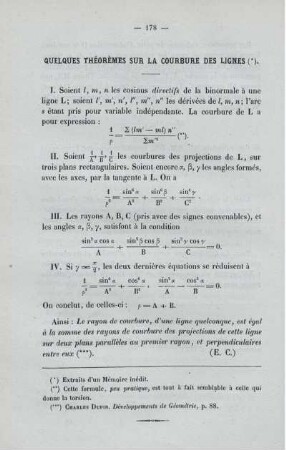 Quelques théorèmes sur la courbure des lignes.