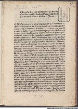Oratio in funere Christophori Rovere cardinalis
