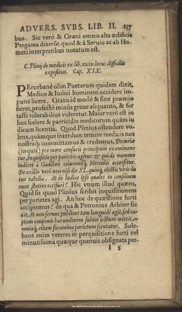 Plinii de Medicis ex lib. xxix. locus difficilis Expositus, Cap. XIX