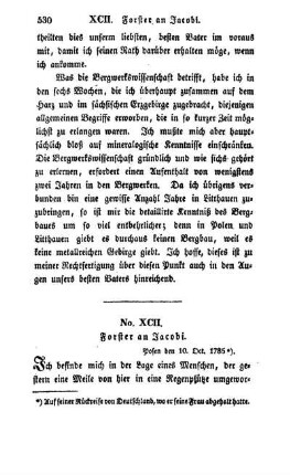 No. XCII. Forster an Jacobi