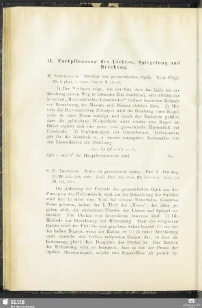 11. Fortpflanzung des Lichtes, Spiegelung und Brechung