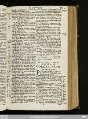 De Sendt-brief des Apostels Pauli aen de Colossensen.