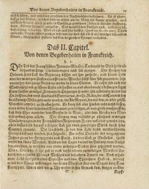 Das II. Capitel. Von denen Begebenheiten in Franckreich