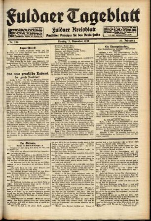 Ausgabe vom Montag, den 07. November 1921.