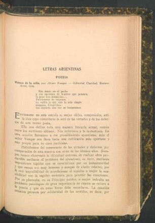 Letras argentinas : Poesía