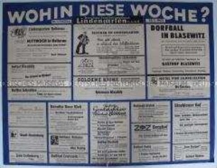 Maueranschlag mit dem Veranstaltungsprogramm einer Woche