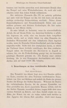 3. Bemerkungen zu dem vorstehenden Berichten