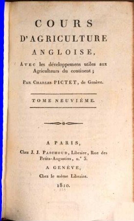 Cours d'agriculture angloise : avec les développemens utiles aux agriculteurs du continent, 9