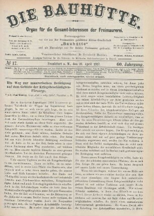 No. 17. Frankfurt a.M., den 28. April 1917. 60. Jahrgang.