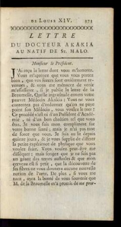 Lettre Du Docteur Akakia Au Natif De St. Malo