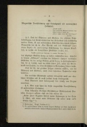 III. Magnetische Durchströmung und Liebesgenuß als medicinisches Heilmittel.