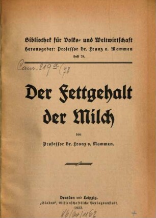 Der Fettgehalt der Milch