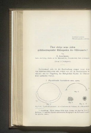 Über einige neue Arten gehäusetragender Rhizopoden des Süßwassers.