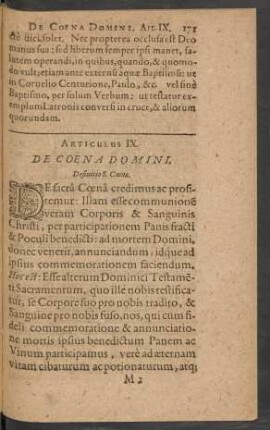 Articulus IX. De Coena Domini.