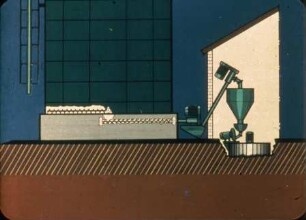 Schemazeichnung: Ein- und Auslagerungstechnik, Hochsilo, Schneckenförderer