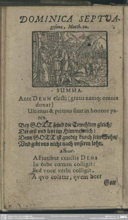 Dominica Septuagesima, Matth. 20.
