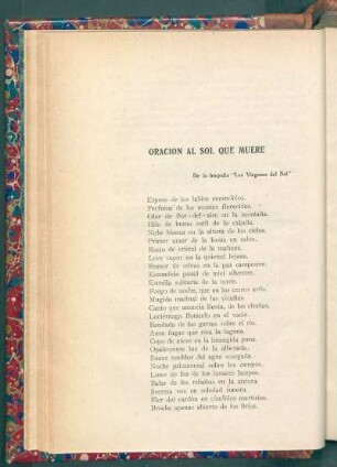 Oración al sol que muere : De la tragedia "Las Vírgenes del Sol"
