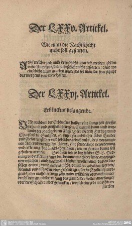 Der LXXVI. Artickel. Erbkuckus belangende.