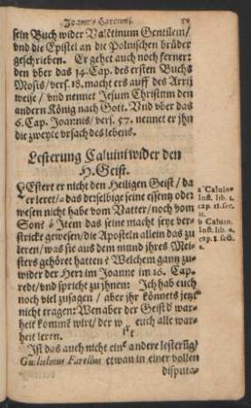 Lesterung Calvini wider den H. Geist.