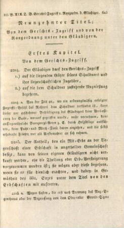 Neunzehnter Titel. Von dem Gerichts-Zugriff und von der Rangordnung unter den Gläubigern