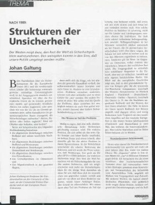 Nach 1989: Strukturen der Unsicherheit