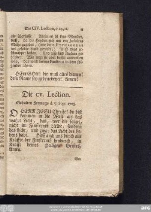 Die CV. Lection. Gehalten Freytags d. 7. Sept. 1725.